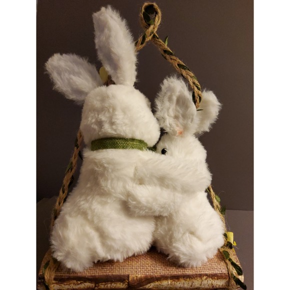 Mom & Baby Bunny on a Log Swing by Ashland - Picture 3 of 4